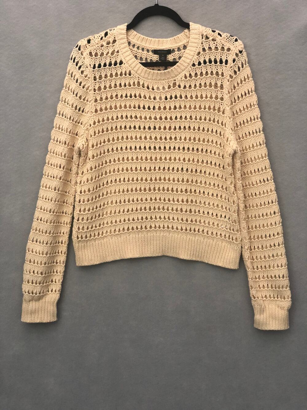 Halogen Crochet Sweater in Creme Brulee Women's Small NEW